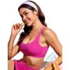 imageCRZ YOGA Womens Scoop Neck Bikini Tops Wide Straps U Back Bathing Suit Swimsuit Push Up Padded Sports BraHibiscus Purple