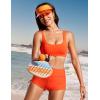 imageCRZ YOGA Womens Scoop Neck Bikini Tops Wide Straps U Back Bathing Suit Swimsuit Push Up Padded Sports BraHoney Orange