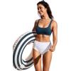 imageCRZ YOGA Womens Scoop Neck Bikini Tops Wide Straps U Back Bathing Suit Swimsuit Push Up Padded Sports BraInsignia Blue