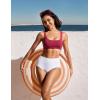imageCRZ YOGA Womens Scoop Neck Bikini Tops Wide Straps U Back Bathing Suit Swimsuit Push Up Padded Sports BraPomegranate