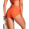 imageCRZ YOGA Womens Swim Board Shorts High Waisted Bathing Suit Bottoms Adjustable Ruched Side SwimsuitCoral