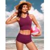 imageCRZ YOGA Womens Swim Board Shorts High Waisted Bathing Suit Bottoms Adjustable Ruched Side SwimsuitFuchsia