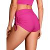 imageCRZ YOGA Womens Swim Board Shorts High Waisted Bathing Suit Bottoms Adjustable Ruched Side SwimsuitHibiscus Purple