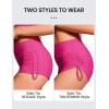 imageCRZ YOGA Womens Swim Board Shorts High Waisted Bathing Suit Bottoms Adjustable Ruched Side SwimsuitHibiscus Purple