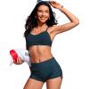 imageCRZ YOGA Womens Swim Board Shorts High Waisted Bathing Suit Bottoms Adjustable Ruched Side SwimsuitInsignia Blue