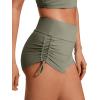 imageCRZ YOGA Womens Swim Board Shorts High Waisted Bathing Suit Bottoms Adjustable Ruched Side SwimsuitLight Army Green