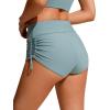 imageCRZ YOGA Womens Swim Board Shorts High Waisted Bathing Suit Bottoms Adjustable Ruched Side SwimsuitLight Grayish Blue