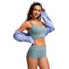 imageCRZ YOGA Womens Swim Board Shorts High Waisted Bathing Suit Bottoms Adjustable Ruched Side SwimsuitLight Grayish Blue
