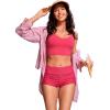 imageCRZ YOGA Womens Swim Board Shorts High Waisted Bathing Suit Bottoms Adjustable Ruched Side SwimsuitMagenta