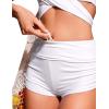 imageCRZ YOGA Womens Swim Board Shorts High Waisted Bathing Suit Bottoms Adjustable Ruched Side SwimsuitWhite