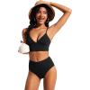 imageCRZ YOGA Womens V Neck Bikini Tops Adjustable Spaghetti Straps Bathing Suit Sexy Swimsuit PaddedBlack