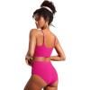 imageCRZ YOGA Womens V Neck Bikini Tops Adjustable Spaghetti Straps Bathing Suit Sexy Swimsuit PaddedGranita Pink