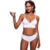 imageCRZ YOGA Womens V Neck Bikini Tops Adjustable Spaghetti Straps Bathing Suit Sexy Swimsuit PaddedWhite