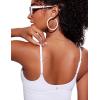 imageCRZ YOGA Womens V Neck Bikini Tops Adjustable Spaghetti Straps Bathing Suit Sexy Swimsuit PaddedWhite