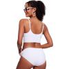 imageCRZ YOGA Womens V Neck Bikini Tops Adjustable Spaghetti Straps Bathing Suit Sexy Swimsuit PaddedWhite
