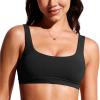 imageCRZ YOGA Womens Scoop Neck Bikini Tops Wide Straps U Back Bathing Suit Swimsuit Push Up Padded Sports BraBlack