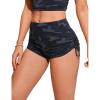 imageCRZ YOGA Womens Swim Board Shorts High Waisted Bathing Suit Bottoms Adjustable Ruched Side SwimsuitJungle Camouflage Gray