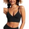 imageCRZ YOGA Womens V Neck Bikini Tops Adjustable Spaghetti Straps Bathing Suit Sexy Swimsuit PaddedBlack