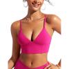 imageCRZ YOGA Womens V Neck Bikini Tops Adjustable Spaghetti Straps Bathing Suit Sexy Swimsuit PaddedGranita Pink