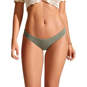 imageCRZ YOGA Womens Bikini Bottom Low Waisted Bathing Swimsuit Shorts Cheeky Swim BriefsLight Army Green