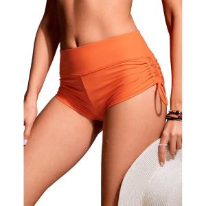 imageCRZ YOGA Womens Swim Board Shorts High Waisted Bathing Suit Bottoms Adjustable Ruched Side SwimsuitCoral