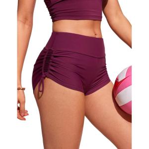 imageCRZ YOGA Womens Swim Board Shorts High Waisted Bathing Suit Bottoms Adjustable Ruched Side SwimsuitFuchsia