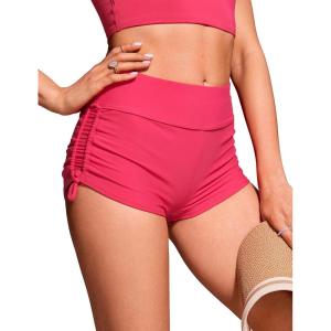 imageCRZ YOGA Womens Swim Board Shorts High Waisted Bathing Suit Bottoms Adjustable Ruched Side SwimsuitMagenta