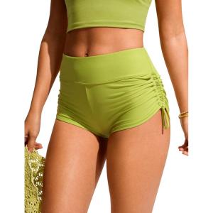 imageCRZ YOGA Womens Swim Board Shorts High Waisted Bathing Suit Bottoms Adjustable Ruched Side SwimsuitPrimrose Yellow