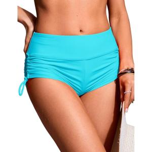 imageCRZ YOGA Womens Swim Board Shorts High Waisted Bathing Suit Bottoms Adjustable Ruched Side SwimsuitTurquoise