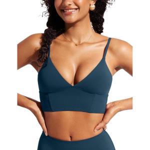 imageCRZ YOGA Womens V Neck Bikini Tops Adjustable Spaghetti Straps Bathing Suit Sexy Swimsuit PaddedInsignia Blue