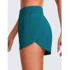 imageCRZ YOGA High Waisted Dolphin Athletic Running Shorts for Women 3quot High Split Comfy Mesh Liner for Gym Workout TrackBorealis Green