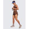 imageCRZ YOGA High Waisted Dolphin Athletic Running Shorts for Women 3quot High Split Comfy Mesh Liner for Gym Workout TrackCoffee Brown