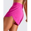imageCRZ YOGA High Waisted Dolphin Athletic Running Shorts for Women 3quot High Split Comfy Mesh Liner for Gym Workout TrackHibiscus Purple