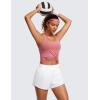 imageCRZ YOGA High Waisted Dolphin Athletic Running Shorts for Women 3quot High Split Comfy Mesh Liner for Gym Workout TrackWhite