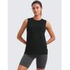 imageCRZ YOGA Pima Cotton High Neck Tank Basic Workout Sleeveless Tops for Women Soft Casual Athletic Yoga ShirtsBlack