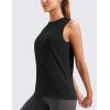 imageCRZ YOGA Pima Cotton High Neck Tank Basic Workout Sleeveless Tops for Women Soft Casual Athletic Yoga ShirtsBlack
