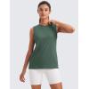 imageCRZ YOGA Pima Cotton High Neck Tank Basic Workout Sleeveless Tops for Women Soft Casual Athletic Yoga ShirtsGraphite Green