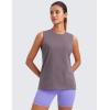 imageCRZ YOGA Pima Cotton High Neck Tank Basic Workout Sleeveless Tops for Women Soft Casual Athletic Yoga ShirtsPurple Gray