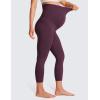 imageCRZ YOGA Womens Butterluxe Maternity Capris Leggings 23quot  Workout Active Yoga Crop Pants Over The Belly Pregnancy SoftDeep Purple