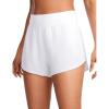 imageCRZ YOGA High Waisted Dolphin Athletic Running Shorts for Women 3quot High Split Comfy Mesh Liner for Gym Workout TrackWhite