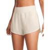 imageCRZ YOGA High Waisted Dolphin Athletic Running Shorts for Women 3quot High Split Comfy Mesh Liner for Gym Workout TrackWhite Apricot