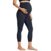 imageCRZ YOGA Womens Butterluxe Maternity Capris Leggings 23quot  Workout Active Yoga Crop Pants Over The Belly Pregnancy SoftTrue Navy