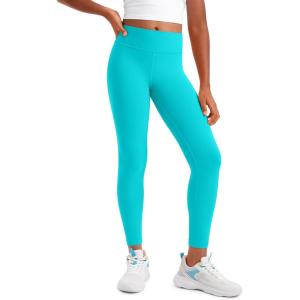 imageCRZ YOGA Girls Butterluxe Full Length Athletic Leggings  Kids High Waist Lounge Pants Active Dance Running Yoga TightsNeon Spectral Blue