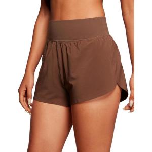 imageCRZ YOGA High Waisted Dolphin Athletic Running Shorts for Women 3quot High Split Comfy Mesh Liner for Gym Workout TrackCoffee Brown