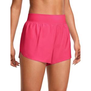 imageCRZ YOGA High Waisted Dolphin Athletic Running Shorts for Women 3quot High Split Comfy Mesh Liner for Gym Workout TrackLip Gloss Pink