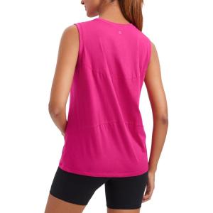 imageCRZ YOGA Pima Cotton High Neck Tank Basic Workout Sleeveless Tops for Women Soft Casual Athletic Yoga ShirtsGranita Pink