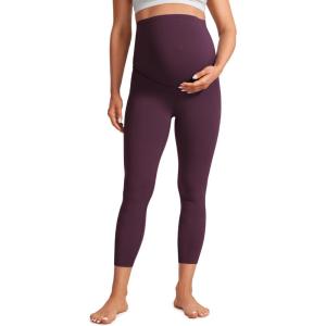 imageCRZ YOGA Womens Butterluxe Maternity Capris Leggings 23quot  Workout Active Yoga Crop Pants Over The Belly Pregnancy SoftDeep Purple
