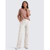 imageCRZ YOGA Lightweight Straight Leg Workout Pants for Women Casual Ruched Work Gym Athletic Joggers with PocketsMilky White Bone