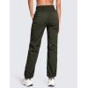 imageCRZ YOGA Lightweight Straight Leg Workout Pants for Women Casual Ruched Work Gym Athletic Joggers with PocketsOlive Green