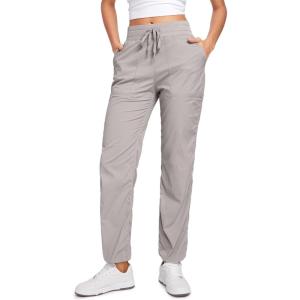 imageCRZ YOGA Lightweight Straight Leg Workout Pants for Women Casual Ruched Work Gym Athletic Joggers with PocketsDark Chrome